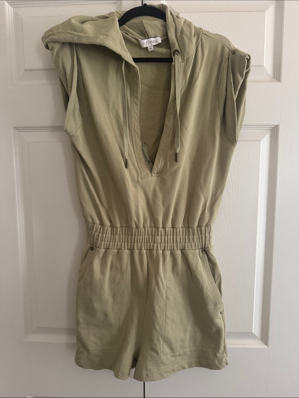 INTERMIX Sage Green Hooded Romper